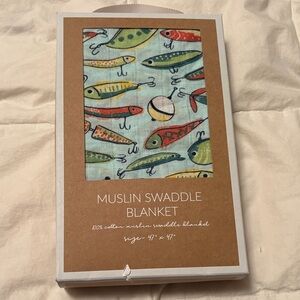 Muslin Swaddle Blanket with Fish Print